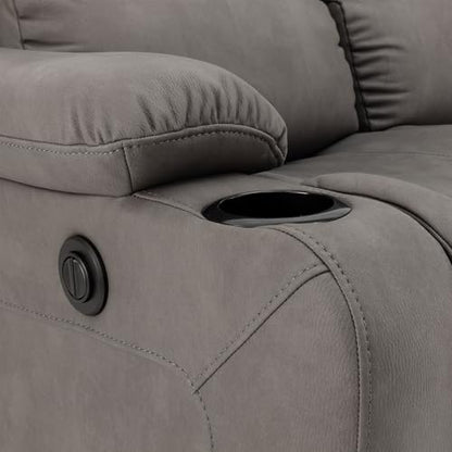 Camper Comfort 58" Wall Hugger Reclining Theater Seats | Double Recliner Sofa | RV Couch | Theater Seating | Furniture (Powered, Slate) - color: Slate, style: Powered