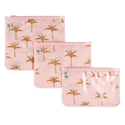 Tiny Twinkle Diaper Bag Organizing Pouches|3 Pack Mess-Proof Clear Front Travel Organizer Bags&TSA Approved Toiletry Bag Set for Baby and Mom Essentials - color: Royal Palm