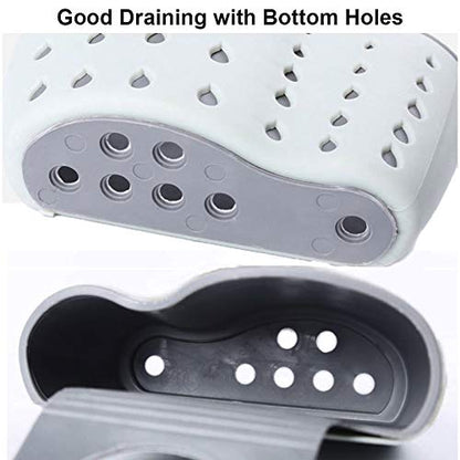 EC Kitchen Sink Caddy Sponge Holder Plastic Hanging Ajustable Strap Faucet Caddy with Holes - color: Blue