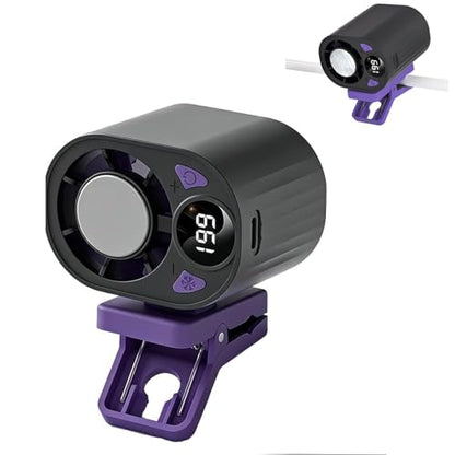 Car Clip On Air Conditioner Fan with LED Display, Portable Clip-On Fan, Mini USB Rechargeable Rotatable Fan, 3-Speed Silent Mini Bladeless Fans, Portable Air Conditioner for Cars (Black) - color: Black