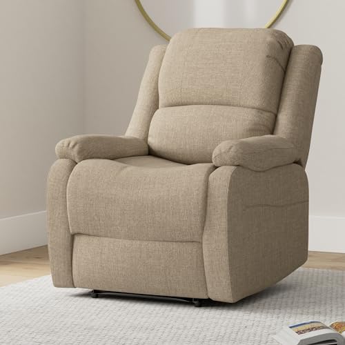 RecPro Charles Collection | 30" Zero Wall Wall Hugger Recliner | RV Living Room (Slideout) Chair | Cloth (Oatmeal, 1 Chair) - color: Oatmeal, size: 1 Chair
