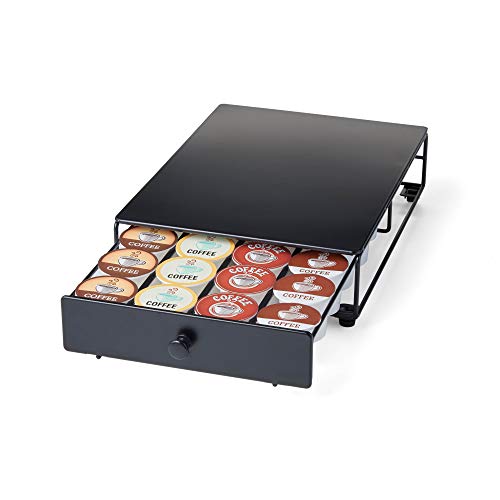 Nifty Solutions Capacity Nifty Rolling Mini Black Finish, Compatible with K-Cups, 24 Pod Pack Holder, Compact Under Coffee Pot Storage Drawer, Slim Home Kitchen Counter Organizer - color: Black, size: 24 Pod Capacity - Rolling
