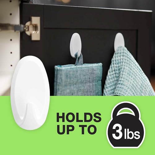FrogTape reMOVEables Heavy Duty Wall Hooks - 8 Hooks and 12 Strips - Holds up to 3 lbs - No Damage - Easy to Remove & Reuse - Medium Wall Hook with Adhesive Strips - White (Pack of 8) - size: Pack of 8, style: Medium