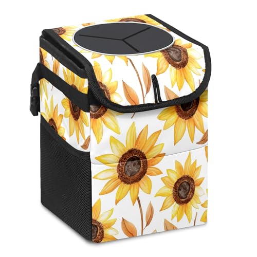Car Trash Can – Multi-Purpose, Lightweight and Portable with Durable Water-Resistant Coating, No Installation Required, Practical and Ample Capacity, Variety of Colors.Beautiful Sunflower - color: Beautiful Sunflower