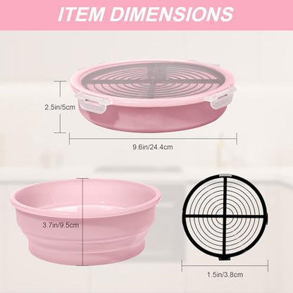 FJNATINH Collapsible Batter Bowl - Mess Free Better Breader Shaker Bowl with Lid Breading Shaker Container - Great for Fried Fish, Fried Chicken, Onion Rings, Wings & More,No Leak,Easy to Store,Pink - color: Pink