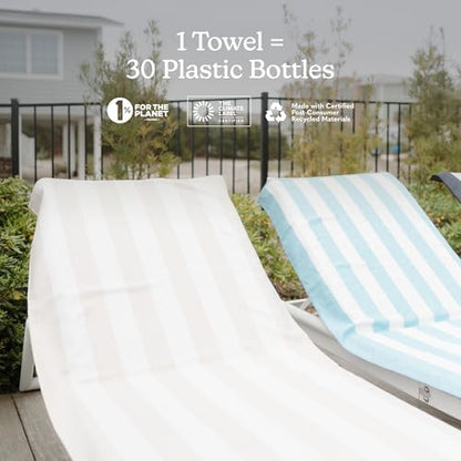 Nomadix Original Towel - Perfect for Beach, Pool, Travel, Camping, Yoga - Made with Recycled Materials - Super Absorbent - Sand Resistant - Cabana Stripe Beige - 72.5x30 - color: Cabana Stripe Beige