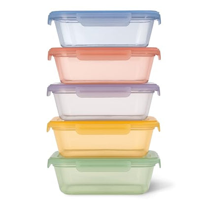Ello Snap & Nest 10-Piece 4.5 Cup Plastic Meal Prep Set, Reusable Food Containers for Healthy Eating, Freezer, Dishwasher Safe, Desert Festival - color: Desert Festival, size: Meal Prep