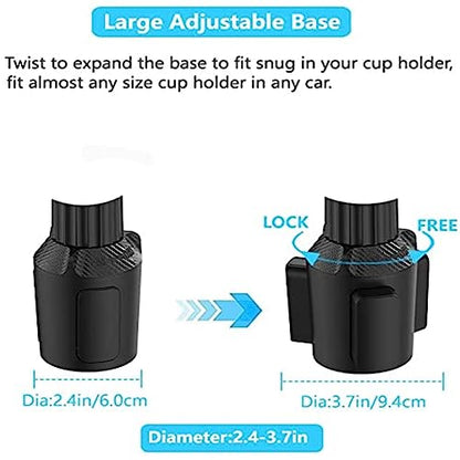 Kelofam Larger Cup Holder Tray, 10 inch Car Food Tray for Eating, Detachable 3 in 1 Car Cup Holder Expander and 360° Rotating Car Cup Holder Tray Table with Phone Holder, Road Trip Essentials