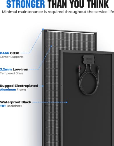 300 Watt Solar Panel, 25% High-Efficiency, 3PCS 100W Solar Panels, 18BB N-Type, Monocrystalline PV Modules, for RV, Marine, Rooftop, Farm and Off-Grid System - style: 300W-100W 3PC