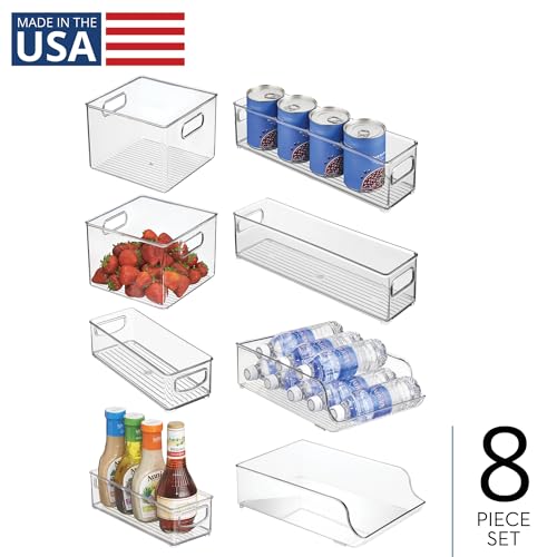 iDesign Fridge Storage Bin Set, Set of 8, Clear | Includes Bins with Handles, Water Bottle Holder - style: Combo Pack