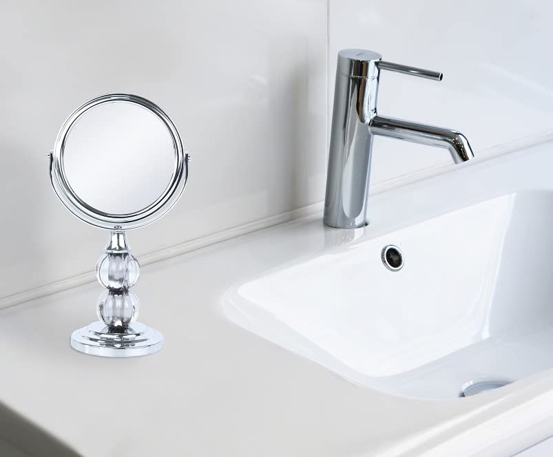Zahari Home Aroma Magnifying Makeup Mirror with Stand, Double Sided 1X/3X Magnification, 360 Degree Swirl, 6.30 inch Grey - color: Grey, size: 6.3"L x 3.5"W