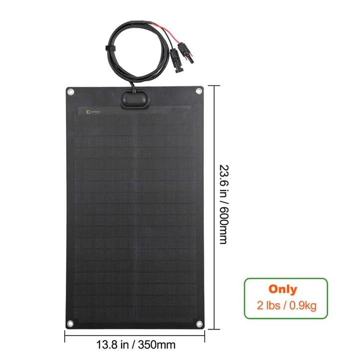 Lensunsolar 30W 12V ETFE Black Flexible Solar Panel, 23.6x13.8in, ETFE Black Thin, Slim Semi-Flexible PERC Mono High Efficiency Solar Cells 12 Volt for Battery Charge Marine RV Campers Boats Tent - size: 30W/23.6in x 13.8in