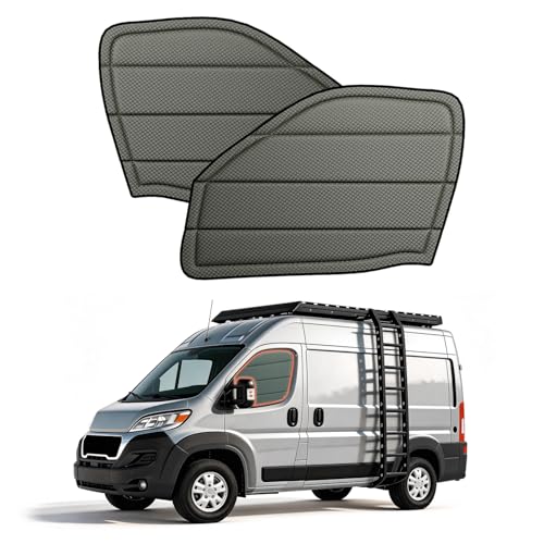 Front Door Window Covers(Pair) for Ram Promaster, 2014-current, Magnetic Insulated Blackout Window Sunshade, Foldable Design, AllSeasonGuard - color: Gray, size: Front Door