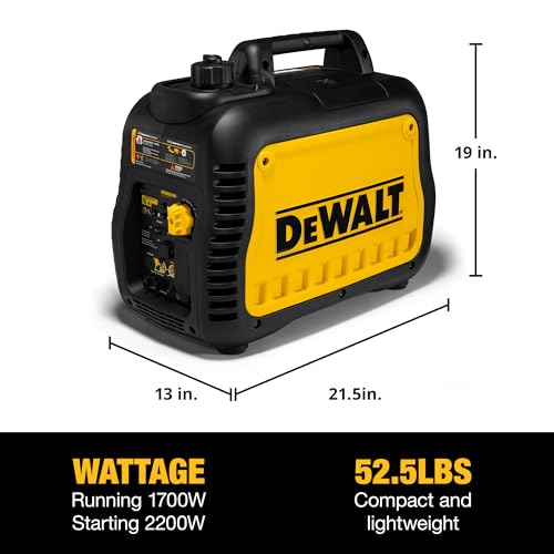 DeWalt 2,500 Starting Watt Portable Inverter Generator, Gas Powered, CO Protect Carbon Monoxide Detection, 8 Hour Runtime, Quiet Operation, Home Backup RV Camping Jobsite, 49 State - style: 2,500 Starting Watts