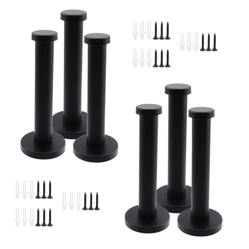 Wall Hooks Heavy Duty Coat Hooks Stainless Steel Clothes Hanger for Hanging Bathroom Towels Handbag Black 4-inch Length with 16mm Shank Dia - Pack of 6 - color: Black, size: 4" Length 16mm Shank