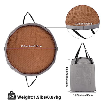 Washable Dog Bed Pad for Large Dogs, Portable Dog Crate Pad Car Seat Pet Cushion Mat with Handles, Round Pee Pad for Kennel or Whelping Box, 43 Inch