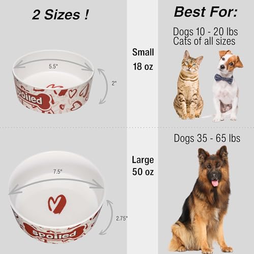 Loving Pets Dolce Moderno Ceramic Look Dog Bowl – Modern Melamine Dog Food Bowl & Dog Water Bowl – Durable, Non-Slip Pet Dish for Small & Medium Dogs – Dishwasher Safe Dog Bowl (Large, 47 oz) - color: Spoiled, size: Large