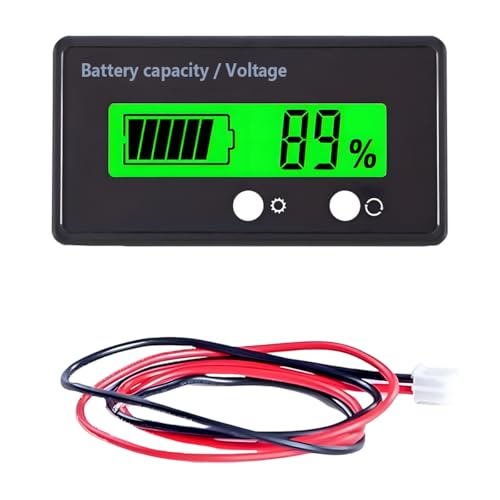 ZIMISI 12V 24V 48V 60V 72V Golf Cart Battery Capacity Indicator with Alarm, Digital Battery Voltage Monitor Gauge, LCD Display Voltmeter Tester for Lithium Batteries&Lead-Acid Batteries (Green) - color: Green