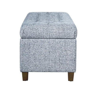 HomePop Ainsley 40" Storage Ottoman Bench - Blue Gray Woven Fabric - color: Blue Gray Woven Fabric