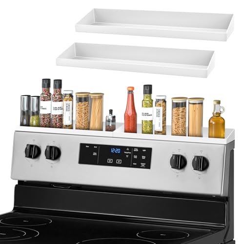 30" Magnetic Stove Top Shelf Spice Rack,2 Pack 15" kitchen Seasoning Organizers Storage Gadgets Spice Rack Over The Stove Shelf Metal (White-2 Pack 15") - color: White-2 Pack 15"