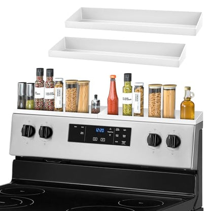 30" Magnetic Stove Top Shelf Spice Rack,2 Pack 15" kitchen Seasoning Organizers Storage Gadgets Spice Rack Over The Stove Shelf Metal (White-2 Pack 15") - color: White-2 Pack 15"