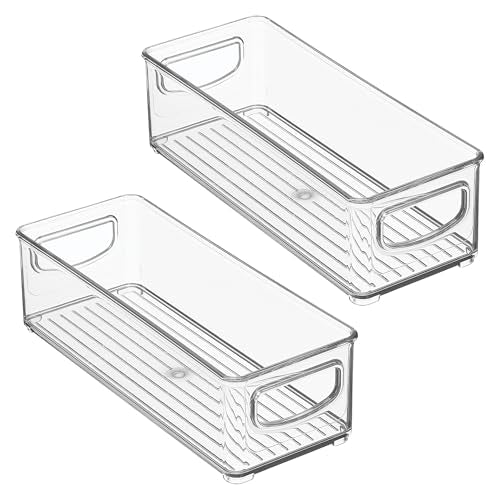 iDesign Plastic Stackable Pantry Bin, Set of 2, Clear | Storage Bin with Handles, For Cabinets or Fridge - style: Pack of 2