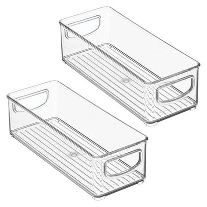 iDesign Plastic Stackable Pantry Bin, Set of 2, Clear | Storage Bin with Handles, For Cabinets or Fridge - style: Pack of 2