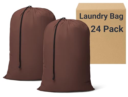 ZPECC Bulk Travel Laundry Bag,Extra Large Heavy Duty Laundry Bags 24 Pack,Washable Dirty Clothes Organizer for Commercial College Dorm Hotel Camping and Home Storage 30x40(Brown) - color: Brown