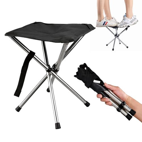 JVZI® Ultra-Light Camping Stool - 1-Second Quick Setup, Adjustable Height & Foldable Design, 260lbs Capacity for Camping, Fishing, Hiking & Outdoor Activities (1)