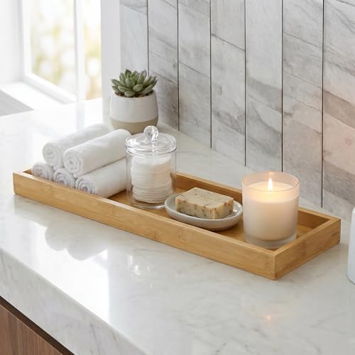 Natural Bamboo Serving Tray Platter 19.1 x 5.25 Rectangular, Bamboo - color: Bamboo, size: 19.1" x 5.3" x 1.2"