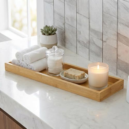 Natural Bamboo Serving Tray Platter 19.1 x 5.25 Rectangular, Bamboo - color: Bamboo, size: 19.1" x 5.3" x 1.2"