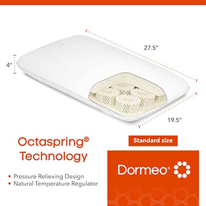 Dormeo True Evolution 4" Ultra-Slim Profile Bed Pillow – Breathable Airflow Design for Cool, Fresh Sleep, Ideal for Stomach and Back Sleepers