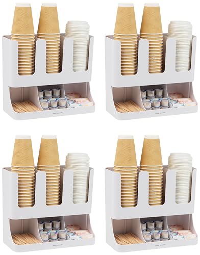 Mind Reader 6 Compartment Upright Breakroom Coffee Condiment and Cup Storage Organizer, White (Pack of 4) - color: White, size: 6-Compartment (Pack of 4)