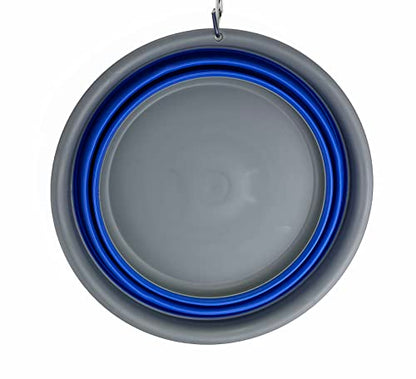 SAMMART 7.5L (1.98 Gallon) Collapsible Tub - Foldable Dish Tub - Portable Washing Basin - Space Saving Plastic Washtub (Grey/Purplish Blue) - color: Grey/Purplish Blue