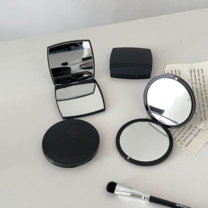 Vanity Mirror - Elegant Foldable Compact Cosmetic Mirror for Travel (Black)