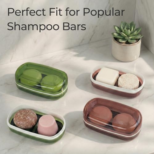 AIMAIAIMAI Shampoo Bar Holder Travel Case for Two Bars – Compatible with Kitsch Solid Shampoo & Conditioner Bars, Large Soap Container for Bathroom or Travel (1 Pack, Red Style A-Large) - color: Red Style A-large