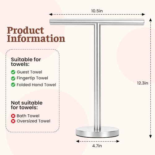 T-Shape Bath Hand Towel Holder Stand, Stainless Steel Free Standing Hand Towel Rack, for Bathroom Kitchen & Countertop, Silver, 2 Pack - color: Silver-2 Pack