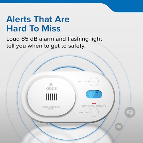 Kidde Carbon Monoxide Detector, AA Battery Powered, Digital Backlit Display, Portable for Travel or Home, LED Status Indicators, 85 dB Alarm, 5th Edition, COBD - style: 5th Edition