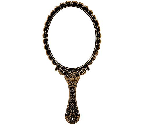 Weahre Hand Mirror Makeup Mirrors Handheld Decorative Personal Vintage Cosmetic Travel Mirrors (Copper) - color: Copper