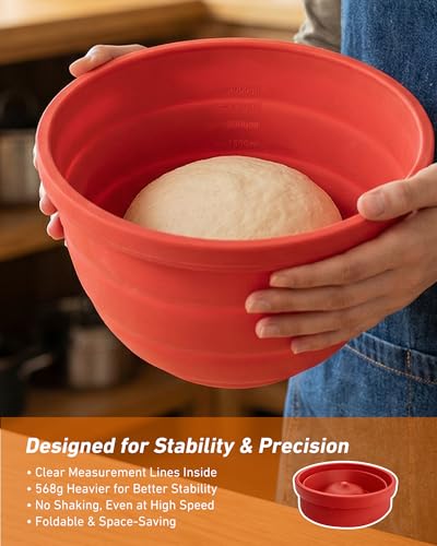 Silicone Bowl Liners for KitchenAid 5 Quart Stand Mixer, Collapsible Heavy-Duty Food Grade Silicone Bowl Inserts with Lids 3 Pack, Stable, Dishwasher Microwave Freezer Safe