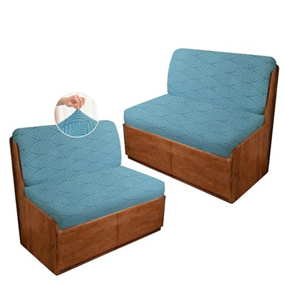 RV Dinette Cushion Covers, 4PCS Leaf RV Couch Cover, Camper Cushion Covers, Camper-rv Sofa Cover for Couch, Bench Seat & Dinette Booth Cushions(Lake Blue,[39.4" to 49.2"]×[19.7" to 25.6"]) - color: Leaf/Lake Blue/4pcs