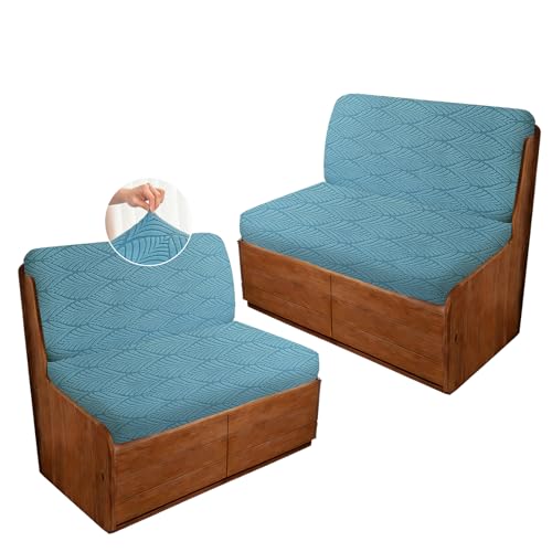 RV Dinette Cushion Covers, 4PCS Leaf RV Couch Cover, Camper Cushion Covers, Camper-rv Sofa Cover for Couch, Bench Seat & Dinette Booth Cushions(Lake Blue,[39.4" to 49.2"]×[19.7" to 25.6"]) - color: Leaf/Lake Blue/4pcs