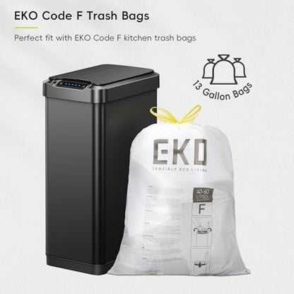 EKO Phantom-T 13.2 Gallon/ 50L Automatic Sensor Kitchen Trash Can, Slim Stainless Steel Touchless Garbage Bin with Soft-Close Dual Wing Lid for Home & Office, Matte Black - size: Phantom 50L - Matte Black