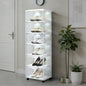 SAYMA LED Shoe Storage Box, Clear Shoe Storage Organizer with Magnetic Door, Stackable Plastic Shoe Cabinet with Wheels, Foldable Shoe Rack for Closet, Easy Assembly Shoe Cabinet for Entryway - size: 6 Tiers with Light