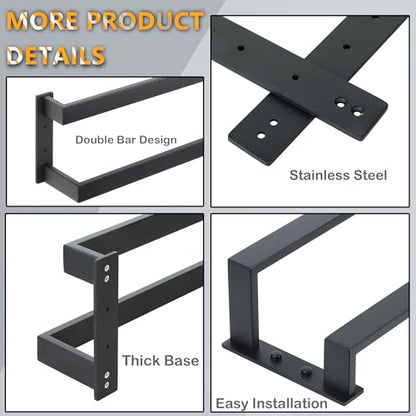 Alise Double Towel Bar, 24" Towel Racks for Bathroom Wall Mounted SUS304 Stainless Steel, Heavy Duty Bathroom Towel Holder, Quick Drying Towel Hanger, Matte Black - color: Matte Black, size: 24-inch