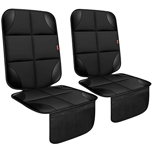 XHYANG Car Seat Protector 1 Pack Car Seat Cushion Mat Thickest Padding,Waterproof 600D Fabric Car Seat Covers for Non-Slip Backing Mesh Pockets for Baby and Pet (Black, 2 Pcs) - color: Black, size: 2 Pcs