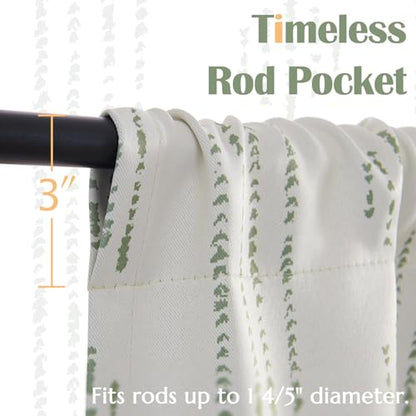 jinchan 95% Blackout Boho Kitchen Curtains 24 Inches Cafe Tier Curtains Bohemian Small Drapes for Bedroom RV Basement Half Window Room Darkening Thermal Insulated 2 Panels Geen on Beige - color: 95% Blackout | Green on Beige, size: 25"W x 24"L (Pack of 2)