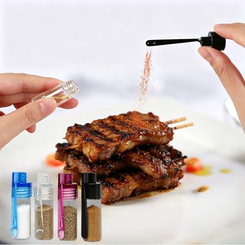 6 Pcs Leak-proof Mini Seasoning Containers Set,Spice Jar with Spoon Lid Design, Portable Travel Containers for Travel & Kitchen Essentia