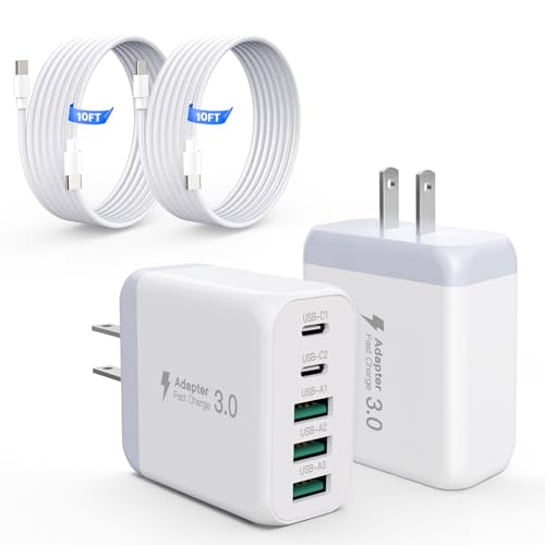 60W USB C Charger Block for iPhone 17 16 15,EIZLXQ 2-Pack USB C Wall Charger with Total 60W Max Output,10FT USB C Cable,Fast Charging Blocks for iPhone 17/16/15 Series,Galaxy,Pixel,iPad-Cream - color: Cream, size: 2-Pack