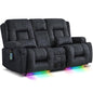 URRED Power Loveseat Recliner Sofa with Massage and Heat, Wall Hugger Reclining Loveseat with Console, RV Couch Home Theater Seating with LED Lights for Living Room (Dark Grey, 67" - 2 Seats) - color: Dark Grey, size: 67" - 2 Seats